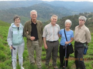 Marian & Dick Douce, Rick & Debbie, and Dennis Little on Mbingo hill after the Easter sunrise service.