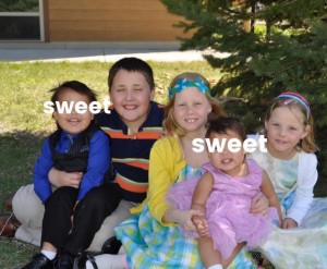Our kids with their foster siblings on Easter. (Due to regulations we are unable to show the faces of our foster children.)